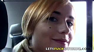 Blonde Amateur in Fishnet Squirts During Outdoor Fucking