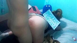 she sucks me on webcam, then we fuck doggystyle with panties and thong 😈