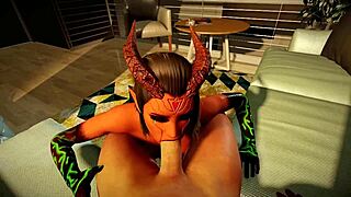 can you believe this demon girl with toxic green eyes sucking monster cock in pov?