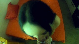 beautiful girl gives footjob in nylon stockings pov