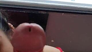 white wolf slut sucking in front of jacuzzi!