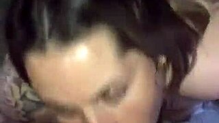 This amazing deepthroat blowjob is sloppy with spitting and cum