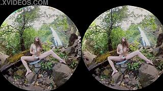 Endza, the erotic brunette beauty, loves yanking her pussy with toys in VR, cumming outdoors 😘