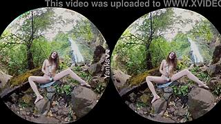 Endza, the erotic brunette beauty, loves yanking her pussy with toys in VR, cumming outdoors 😘