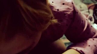 Blonde in Stockings Gives Deepthroat Blowjob