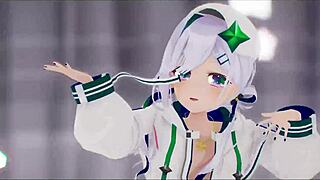 amane kanata undresses for sex dance in hentai