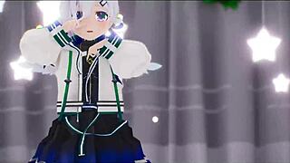 amane kanata undresses for sex dance in hentai