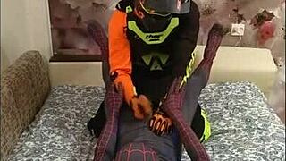 Damn, Spiderman with biker gay action!