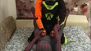 Damn, Spiderman with biker gay action!