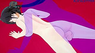 Is Ruan Mei teasing Xueyi with big tits in hentai?