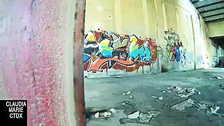 when a street wall is perfect for fucking hard with this curvy couple