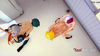 Boku No Hero Yaoi 3D: Gay Orgy In School Restroom With Deku, Bakugou, Todoroki, Kaminari.