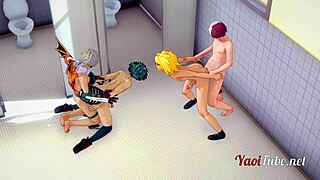 Boku No Hero Yaoi 3D: Gay Orgy In School Restroom With Deku, Bakugou, Todoroki, Kaminari.