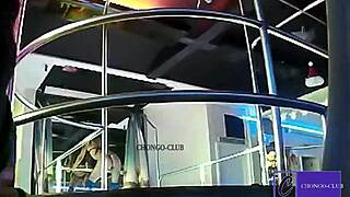 In Cuenca, a latina couple engages in voyeur blowjob with BIG COCK and small tits.