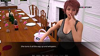 Audrey and john having sex on table in one room while others are in another