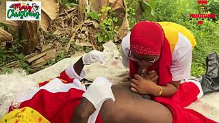 Horny Nigerian Couple's Outdoor Garden Shaved Pussy Fun