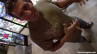 Blonde milf enjoys a hard session with blowjob and facial