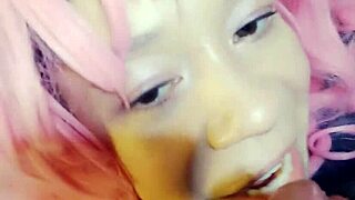 Amateur babe swallows massive cock like a pro!