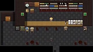 My sister giving blowjob under counter at work.