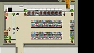 My sister giving blowjob under counter at work.