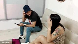 Tia arrives horny, tells me her desire, I LICK her tits and FUCK her