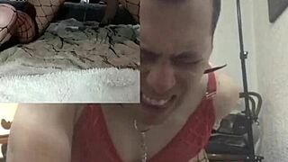 Using two plump dildos in front of cameras