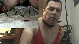 Using two plump dildos in front of cameras