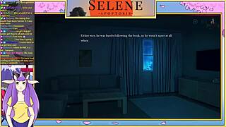 Selene reaches orgasm in this anime game.