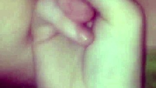 She fingers her pussy while I fill her with gigantic dildo.