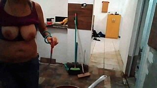 i show big tits in kitchen as stella still cooks full on red