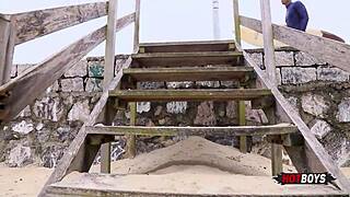 Fucking that naughty surfer's ass in POV, so gay and fetishy!