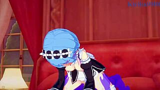 Emilia, Rem, and Subaru Natsuki have intense sex in Re Zero hentai