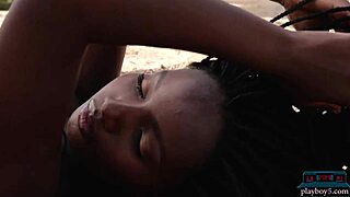 Ebony MILF Shasta Wonder undresses outdoors