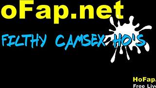 Naughty blonde teen fingers her asshole on home webcam while assfucking herself