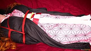 nezuko kamado gets tied up and roughly fucked by bella hentaigirl