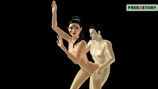 An animated cartoon porn video of a japanese man fucking indian bhabhi from behind