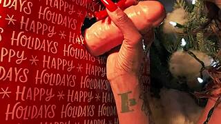 sucking huge tattooed redhead's big tits christmas gift 🎄💦