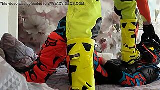 Yo, check these motocross gay dudes in wild biker boots!