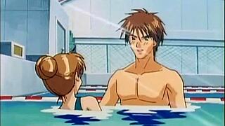 Shy anime teen with big tits fingers her wet pussy hard.