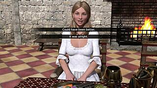 Rødhåret med små bryster fingrer sig selv i ridderfantasi