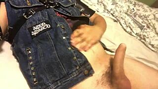 Gay Metalhead Strokes His Thick Cock in Solo Action