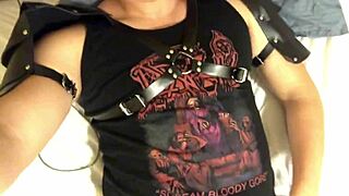 Gay Metalhead Strokes His Thick Cock in Solo Action