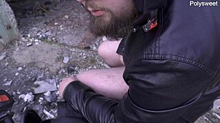 Can You Believe This Curvy Russian MILF Giving Blowjob At Abandoned Site, Ending With Cum On Her Fat Tits?