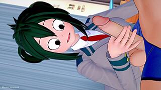 Bold Froppy in school uniform for adult handjobs.