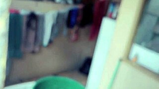 Neighbor secretly filmed me naked washing clothes, so I gave him my wet pussy