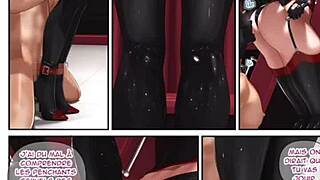 Mistress in black and purple bondage by crenilx