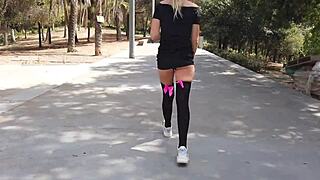 Why are you doing public squirt masturbation on the beach with orgasm and creampie?