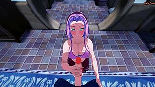 Sakura gets POV fucked doggystyle against the wall after swallowing your cum