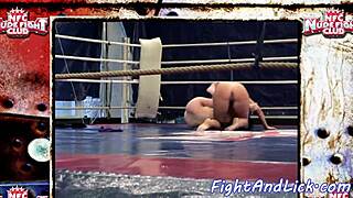 European Babes Licking and Fingering in Intense Boxing Ring Wrestling Match.  