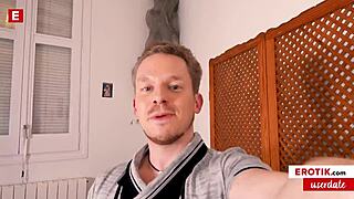 A surprising encounter where a german fan gets intimate with blonde star marilyn crystal, leading to a passionate blowjob and cumshot